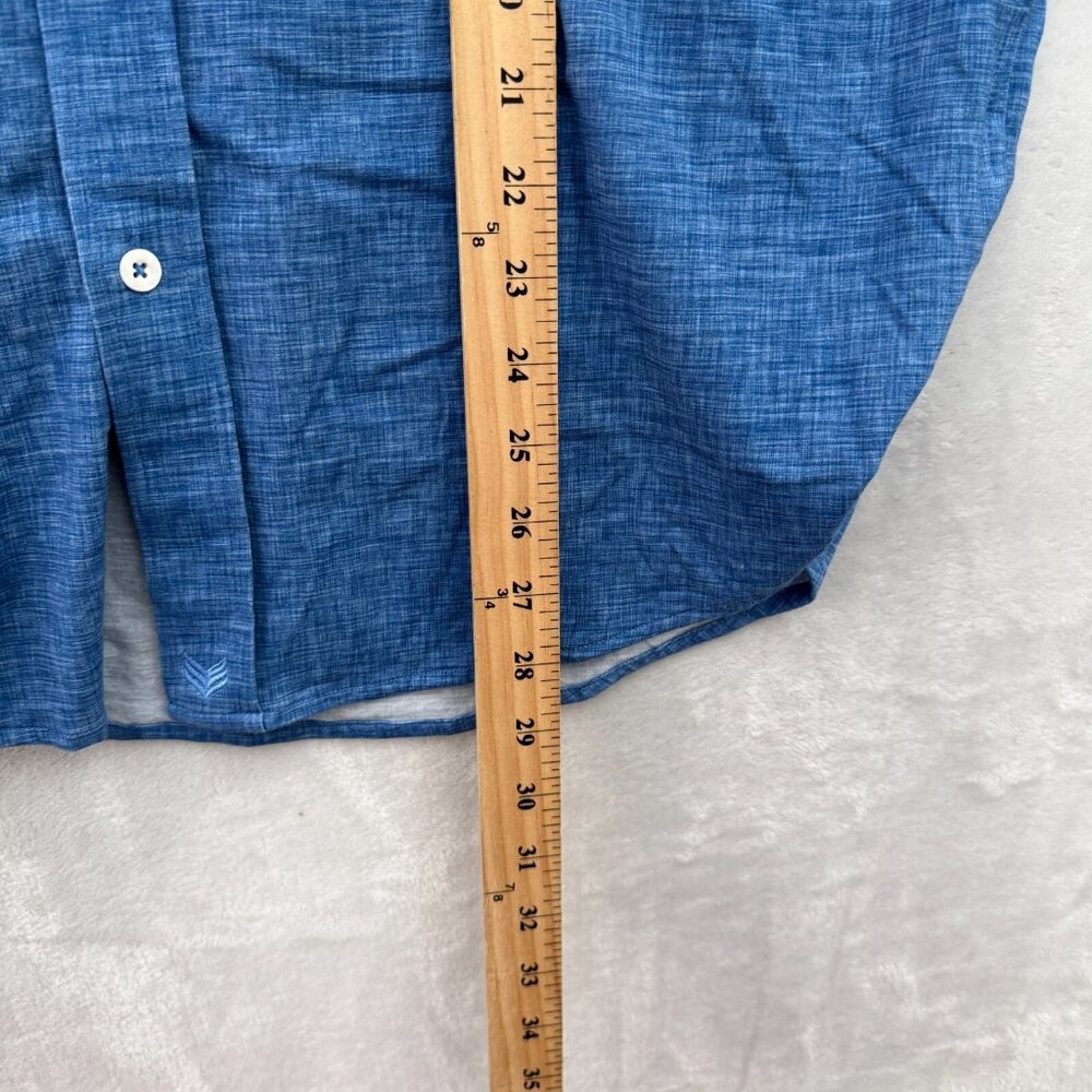 Butter Cloth Shirt Men L Blue Icy Cotton Regular Fit Stretch Rayon Flip Cuff - Picture 6 of 10